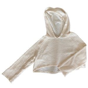 Cream Crop Top Sweater w/ Hood